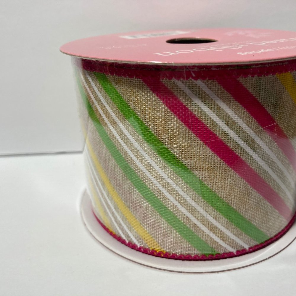 Wired Ribbon Spring Stripe 2.5" 25' - Picture 7 of 12